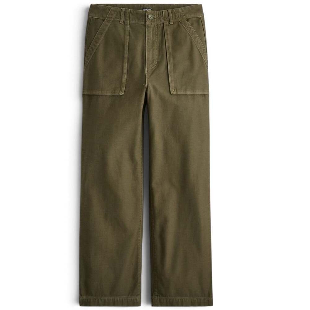 NWT J. Crew Wide Leg Cargo Pants Sateen Cotton Size 4 Army Green